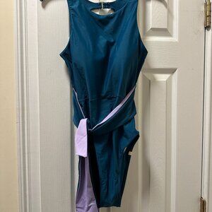 Summer Salt Swim THE COVE Belted One Piece Turquoise & Lavender USA 8